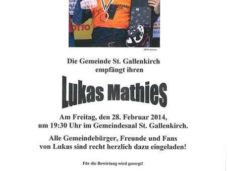 Empfang für Lukas Mathies!